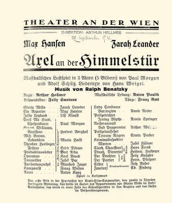 Theaterzettel Axel an der Himmelstuer © historisch